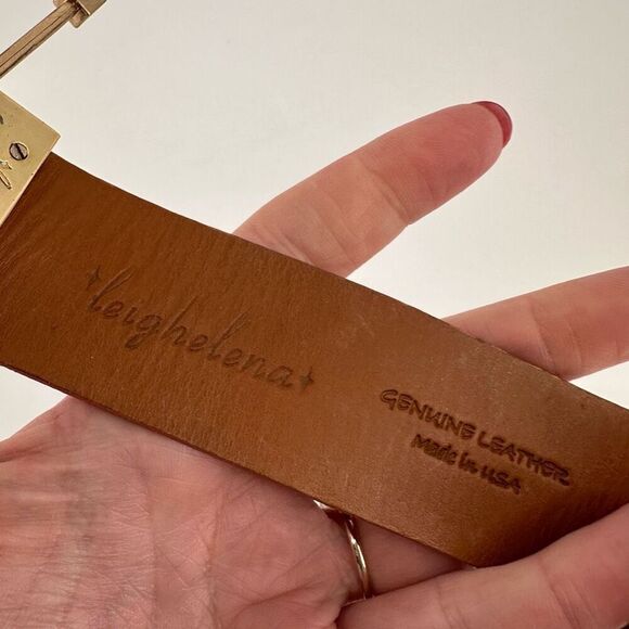 Leighelena Womens Genuine Leather Stingray‎ Wide Jigsaw Cuff Bracelet Orange - Picture 9 of 12